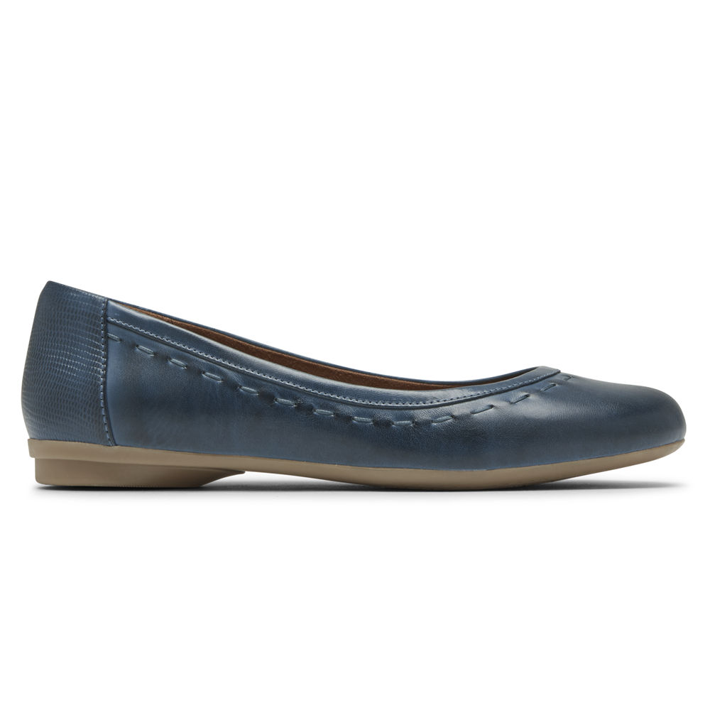 Rockport Flats For Womens Navy - Cobb Hill Maiika Ballet - WQ9081726